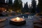Swimming Pool of Contemporary Rustic Style Fire Pit by the Pool. AI Generated