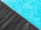 Swimming pool & dark wood deck
