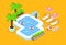 Swimming Pool Hotel Summer Vacation 3d Isometric Design