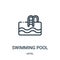 swimming pool icon vector from hotel collection. Thin line swimming pool outline icon vector illustration