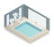 Swimming Pool Indoor Isometric Composition