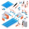 Swimming Pool Isometric Elements