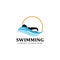 swimming pool logo vector icon, swimmer athlete, concept inspiration