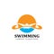 swimming pool logo vector icon, swimmer athlete, concept inspiration