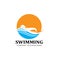 swimming pool logo vector icon, swimmer athlete, concept inspiration