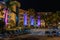 Swimming pool at a luxury caribbean resort at night, dawn time