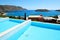 Swimming pool at luxury hotel with a view on Spinalonga Island