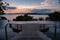 swimming pool on a luxury vacation in Thailand, pool looking out over the bay watching sunset