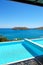 Swimming pool by luxury villa with a view on Spinalonga Island