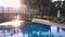 Swimming pool at mediterranean summer resort hotel.
