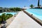 The swimming pool and restaurants terrace at luxury hotel