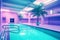 swimming pool retrowave neon aesthetic. Neural network AI generated