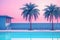 swimming pool retrowave neon aesthetic. Neural network AI generated