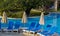 Swimming pool with stairs  in tropical resort