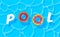 Swimming pool summer background with colorful lifebuoys