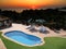 Swimming pool and sunset