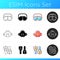 Swimming pool supplies icons set