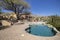 Swimming pool with terraced patio