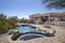 Swimming pool with terraced patio