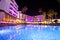 Swimming pool in the territory hotel at night. Marmaris. Turkey