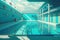 swimming pool with underwater view of swimming lanes and diving boards