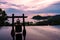 swimming pool during vacation at the tropical islands Infinity pool during sunset