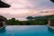 swimming pool during vacation at the tropical islands Infinity pool during sunset