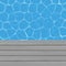 Swimming pool water and wooden deck, vector