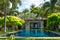 Swimming pool and yard of the luxury villa, Samui, Thai