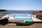 Swimming pools of luxury holiday hotel, amazing nature view landscape sea. Relax near two swimming pools with handrail.