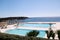 Swimming pools of luxury holiday hotel, amazing nature view landscape sea. Relax near two swimming pools with handrail.