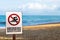 Swimming prohibited, beach closed warning sign on a beach