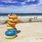 Swimming rubber band on the beach