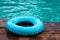 Swimming rubber ring on the wood walkway