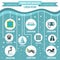 Swimming sport infographic elements, flat style