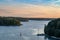 Swimming in the straits of the Baltic Sea, near the Finnish city of Turku, warm evening