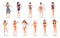 Swimming suit evolution, vector flat isolated illustration