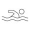 Swimming thin line icon, sport and water, swimmer sign, vector graphics, a linear pattern on a white background.