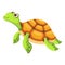 Swimming turtle icon, cartoon style