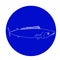 A swimming wahoo outline in a blue circle design