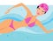 Swimming woman in water pool