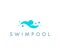 Swimpool logo vector logo. Swimming pool icon. Human is swimming, abstract blue illustration on white background.