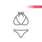 Swimsuit top and bikini thin line vector icon.