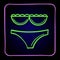 Swimsuit underwear briefs bra pictogram purple and green neon