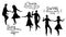 Swind Dance Party Time Concept. Black Silhouettes Of Young Couples are Dancing Swing, Rock and Roll or Lindy Hop. Flat