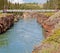 Swing bridge across Miles Canyon of Yukon River