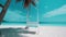 swing chair in beautiful beach with turquois water and blue sky