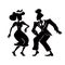 Swing dance couple black silhouette vector illustration