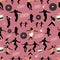 Swing dance pattern. Dancers and musicians. Retro style.