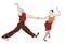 Swing dancing couple. Lindy Hop dancers swinging